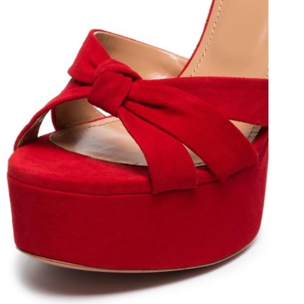 Aquazzura Red Suede Platform Sandals